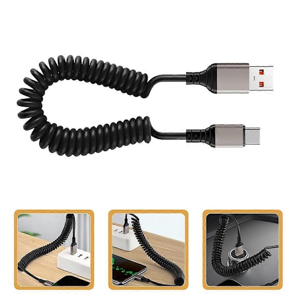 Typ-C USB-laddningskabel för dataöverföring 5 st flexibel svart sladd