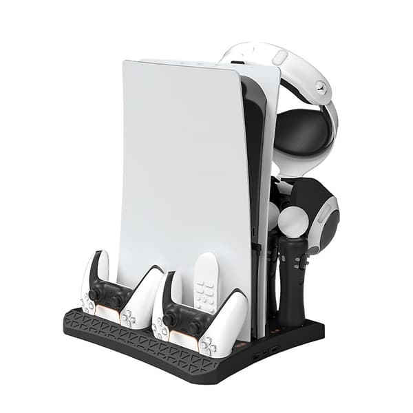 PS5 kjøleladestasjon med PS MOVE-kontrollerlader, svart, ABS, oppbevaring for VR-hodesett