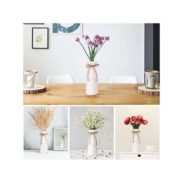 Vit Keramikvas, Modern Minimalistisk Dekorativ Vas, 7.3x23.3x9CM, för Blommor