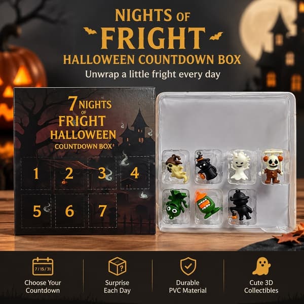 3D Halloween-nedräkningsbox, 31/15/7 dagars Fright Night, PVC-samlarobjekt 7 Days