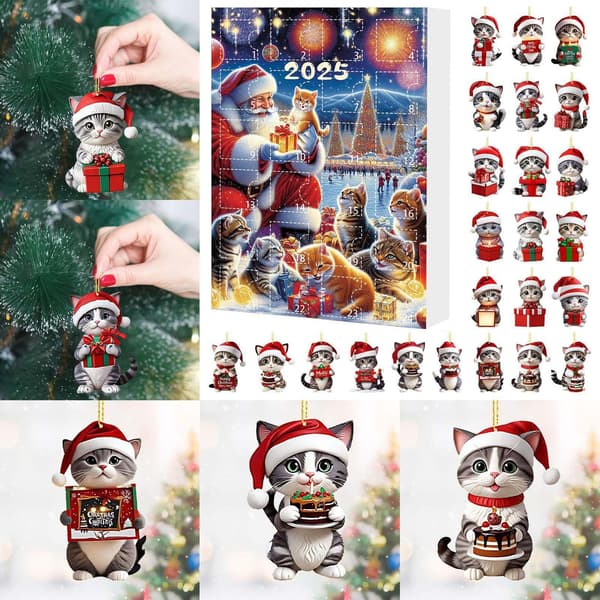 Julekalender 24 dager, Akryl Adventskalender for barn og voksne, Juledekorasjon A