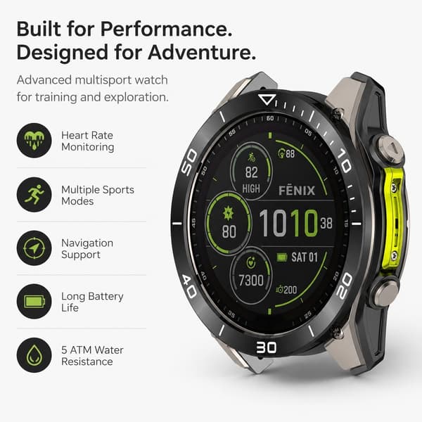 Rustfri stålramme til Garmin Tactix 8 Solar 51mm, sort, beskyttende ramme