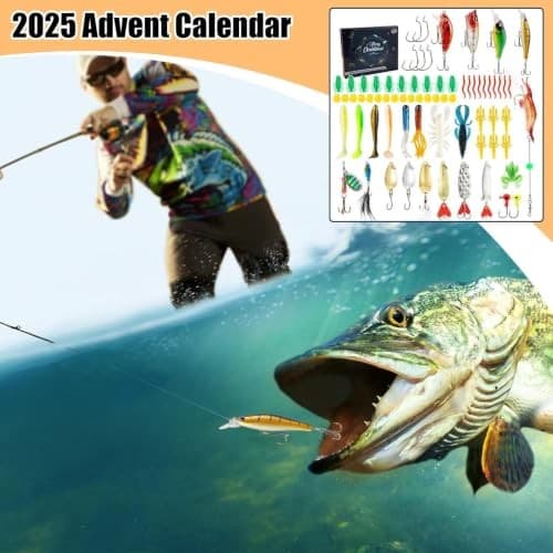 Fiskejulekalender 2025, 24-dagers nedtelling til jul med 24 sluker, gave til menn, tenåringer, gutter