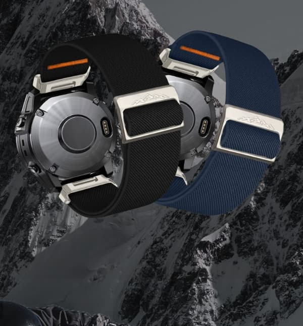 Nylon urrem til Garmin Descent MK3i, sort, 26mm, åndbar justerbar rem