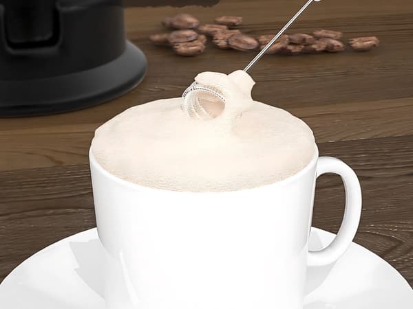 Elektrisk mælkeskummer med stativ, mini håndholdt skummaskine til kaffe latte cappuccino