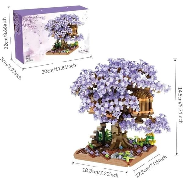 DIY Mini Byggeklodser Kirsebærblomsttræ, Plast Bonsai, til Voksne
