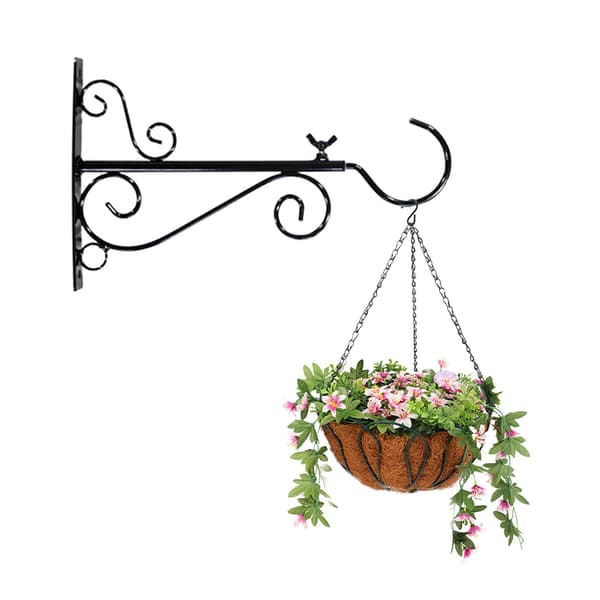 Justerbar Teleskopisk Hængende Blomsterkurv, Sort, Kan Forlænges til 40 cm, 2-pak