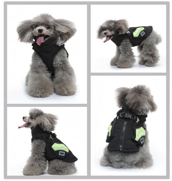 Hund Vinter Varm Glidelåsjakke, Reflekterende Sele Kjæledyrfrakk, Polyester