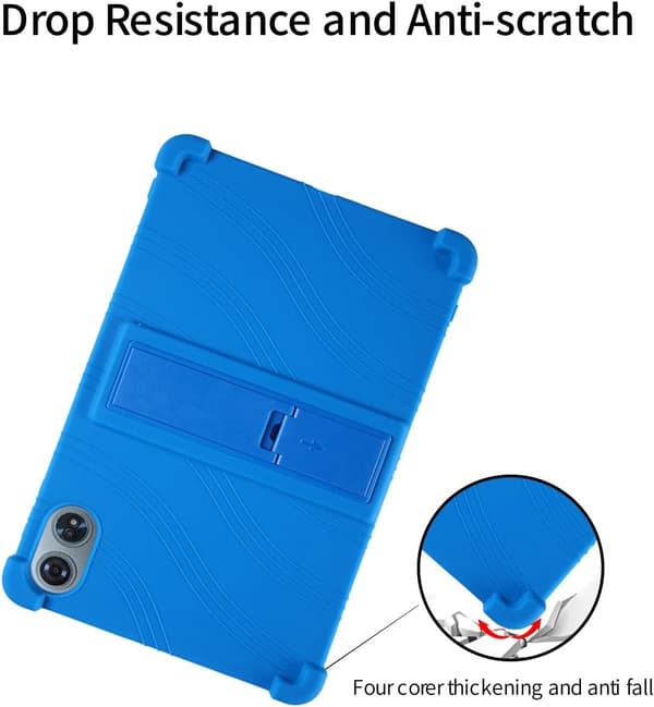 Silikonecover kompatibelt med Odea A12 12\" tablet, blødt, justerbart stativ, stødsikkert, til børn, blåt