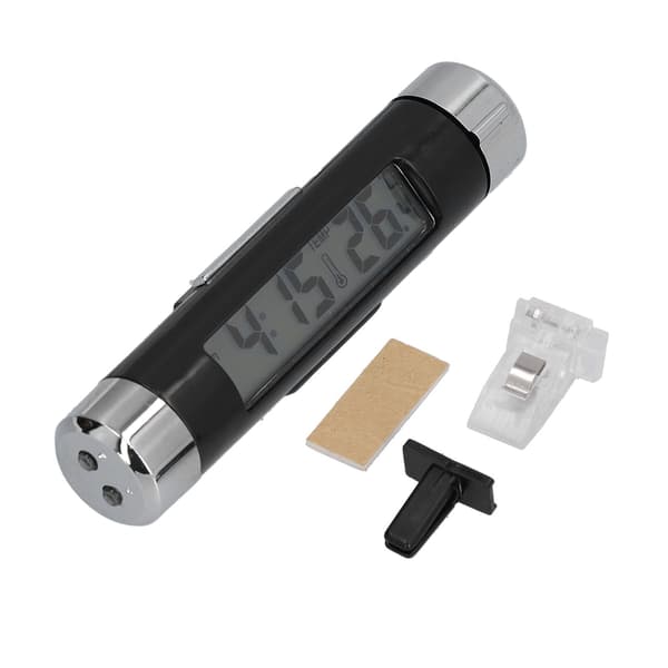 Biltermometer, LCD dashbordklokke, batteridrevet, lysende, multifunksjonell