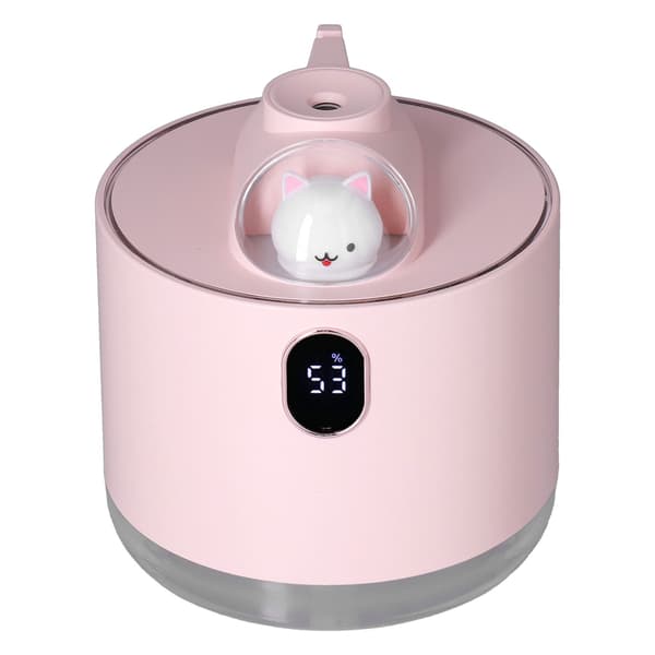 500 ml USB-luftfukter, romskip nattlys, stor kapasitet, bil- og hjemmebruk, rosa