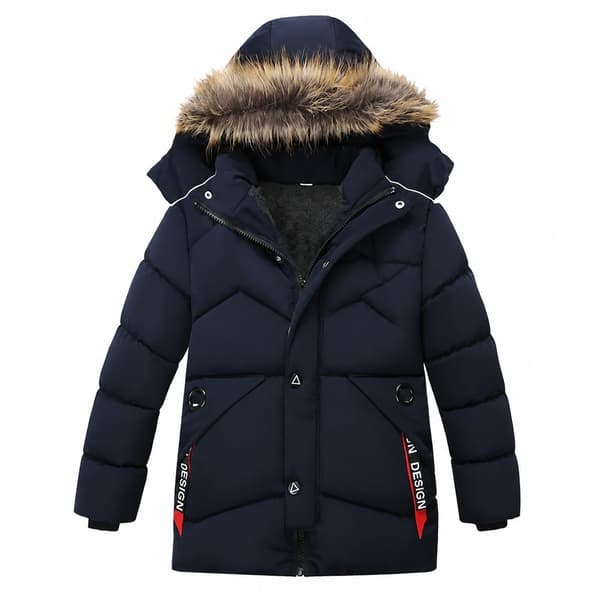 Pojkars Pufferjacka, Pälshuva, Vadderad Kappa, Vinter, Ålder 2-6