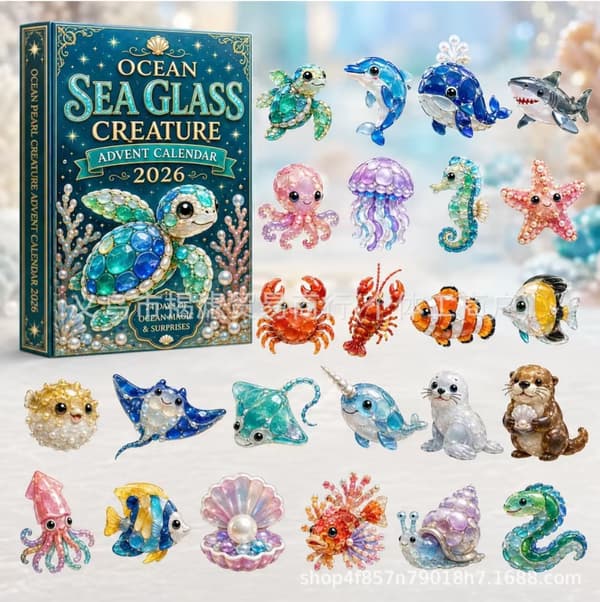 Ocean Pearl Creature Adventskalender, 24-dagers samling av marine anheng i blindboks