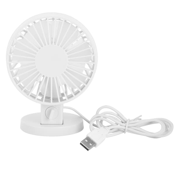 Bærbar Mini Bordventilator, USB, Ultra Stille, 45° Justering, Hvid, til Hjemmekontor