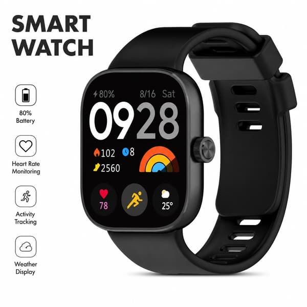 Silikone urrem til Redmi Watch 4, sort, blød behagelig erstatningsrem
