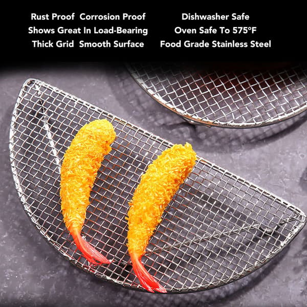 Kjølestativ i rustfritt stål, halvsirkel 18 cm, ovnssikkert for baking, steking og grilling
