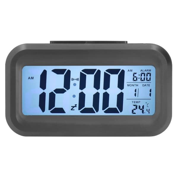 Digitalt vækkeur med LED-display, natlys, snooze, sort til soveværelse og kontor