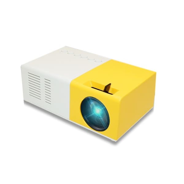 Mini bärbar projektor, vit/gul, 320x240, LED, HDMI, AV, SD, hemmabio