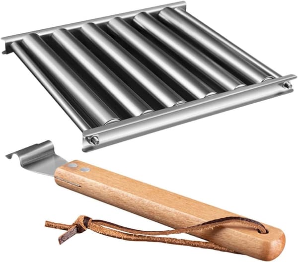Pølsestativ i rustfrit stål, 5 dele, udendørs grill med skumfiduspinde