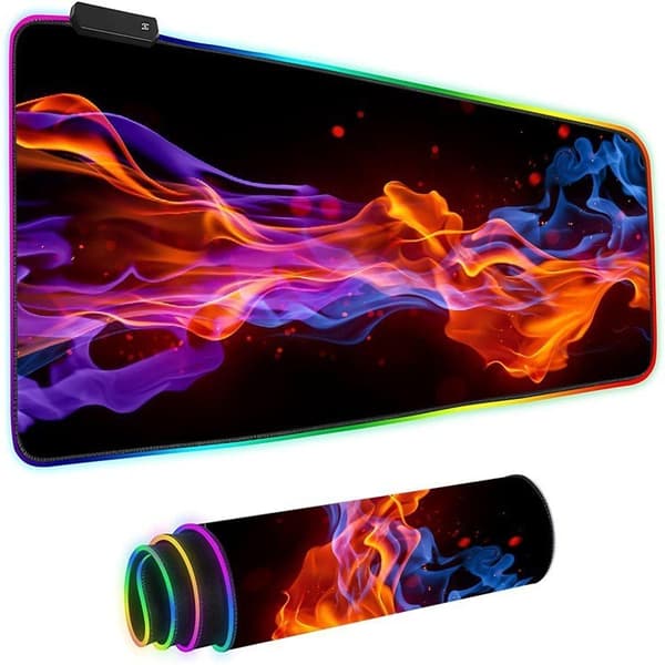 Stor utvidet LED-musematte med sklisikker gummibase, 80x30cm, 14 lysmoduser for spill og kontor