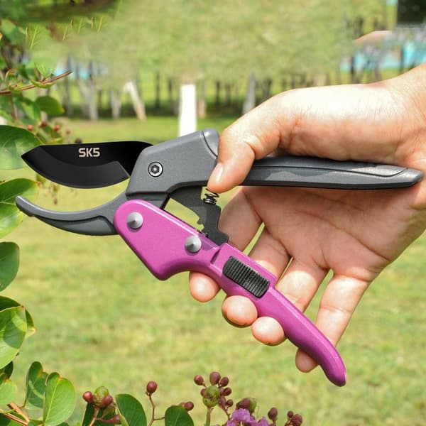 Grensaks med gearmekanisme, rustfrit stålblad, ergonomisk, til beskæring af frugttræer