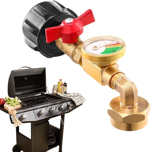 Massiv mässing propanmätare adapter för 0,5 kg tankpåfyllning, BBQ & camping