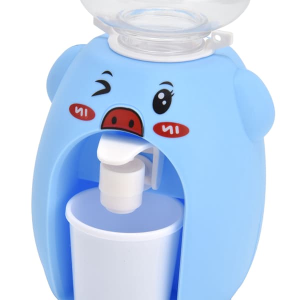 Mini tegneserie vanddispenser legetøj, simulationsdrikkedispenser til børn, blå gris