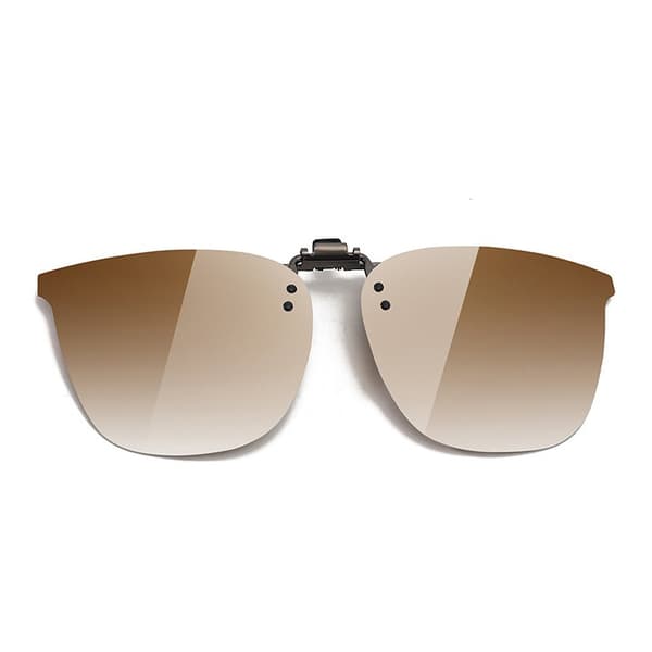 Polariserte clip-on solbriller, brun, flip-up design, lette TAC-linser Brown