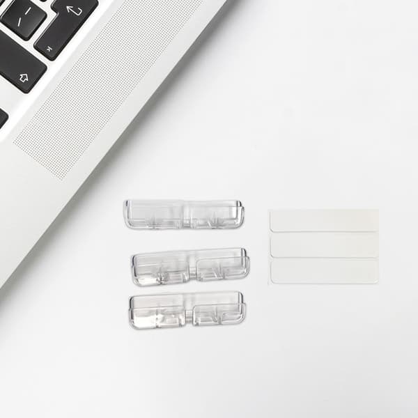 Skrivebordskabelorganisatorclips, Gennemsigtig, 3-pak, USB-kabelholder, ABS, Skrivebordskabelstyring