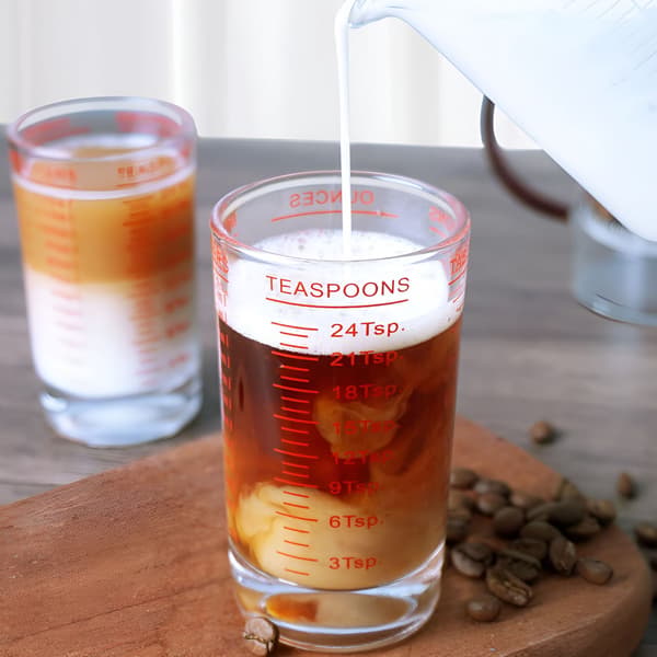 Lasinen mittakuppi 4oz/120ml, punainen, raskas espressoshottilasi, neste, helppo lukea