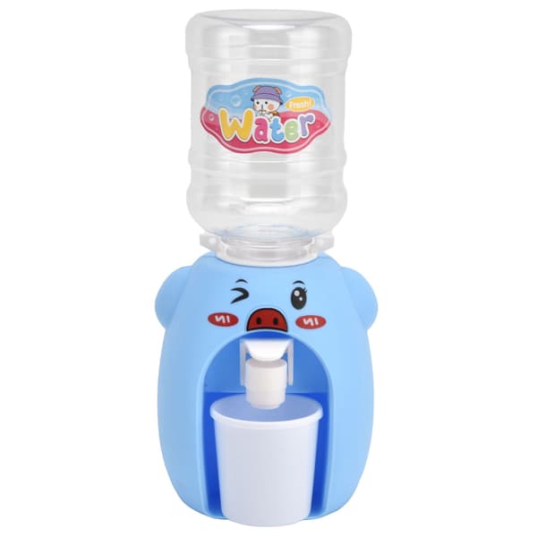 Mini tegneserie vanddispenser legetøj, simulationsdrikkedispenser til børn, blå gris