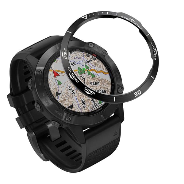 Rostfri infattning för Garmin Fenix 6, klockramsskydd, svart/vit