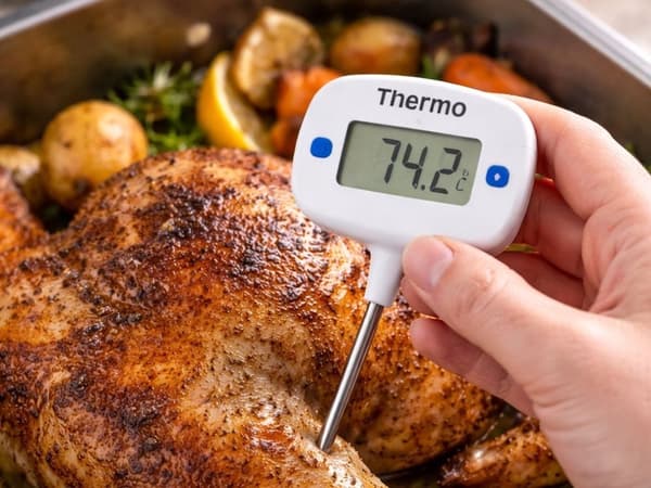 Digital kökstermometer med sond, rostfritt stål, LCD-display, upp till 300°C