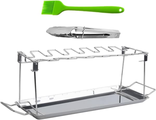 Stekställ för kycklinglår i rostfritt stål, hopfällbart för grill och utomhusmatlagning
