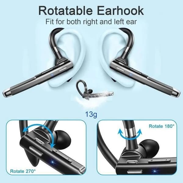 Trådløst Bluetooth-hodesett, in-ear, støydempende, 180 timer standby, 35 timer taletid, for sjåfører
