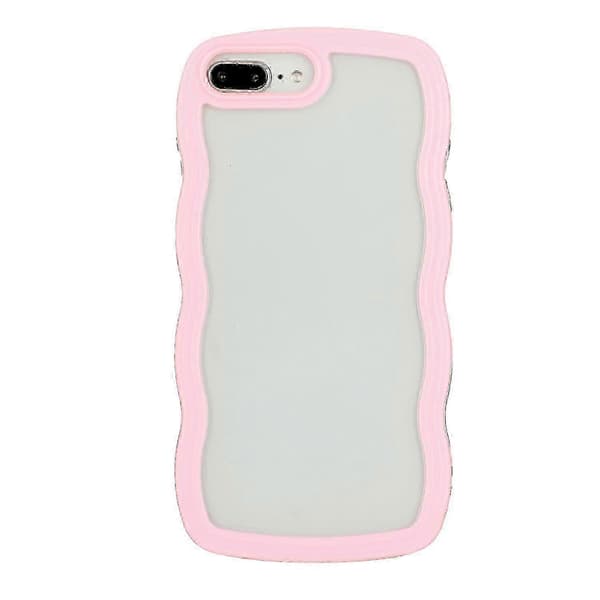 Godisfärgad våg TPU Klar PC Telefonfodral För iPhone 7 Plus / 8 Plus Pink