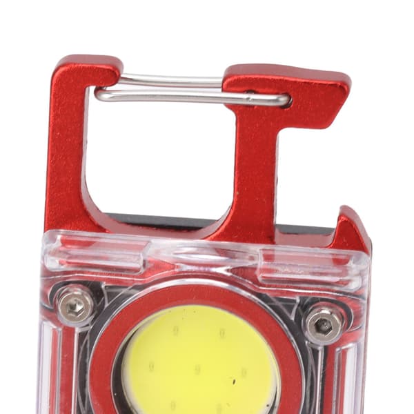 800LM COB Nøglering Arbejdslys, Genopladelig Mini LED Lommelygte, Flaskeåbner, Signallys, Rød