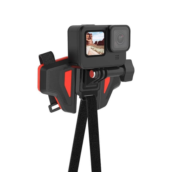Hjälmfäste för GoPro Osmo Insta360, Telesin GP-HBM-MT2, Svart Orange, Vikbart Roterbart