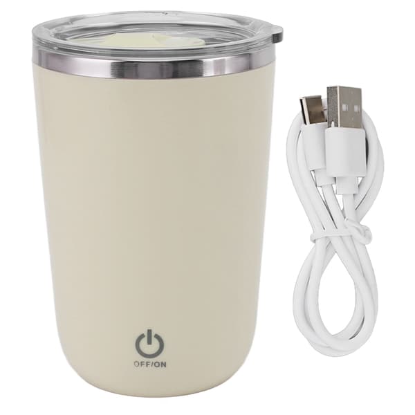 USB Elektrisk Miksekopp 350ml, Lekkasjesikker Selvrørende Kaffekopp, Lys Gul