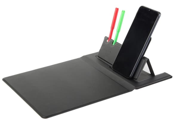 Trådløs opladningsmusemåtte med telefonholder, foldbar skrivebordsorganisator til hjemmekontor og rejser