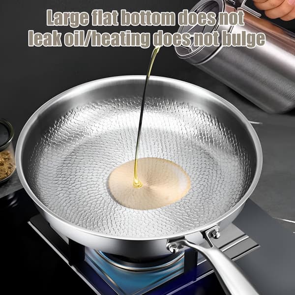 Stekepanne i ren titan, non-stick, hamret rustfri stålkjele med lokk, 26 cm