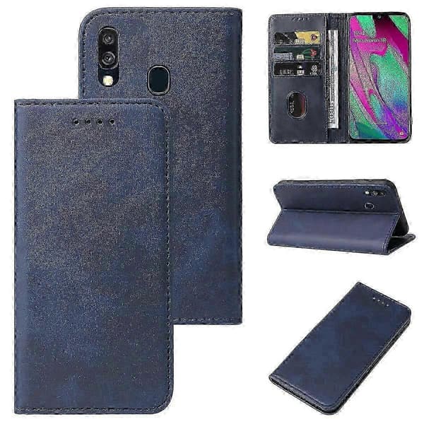 Magnetisk læder telefoncover til Samsung Galaxy A40 Blue
