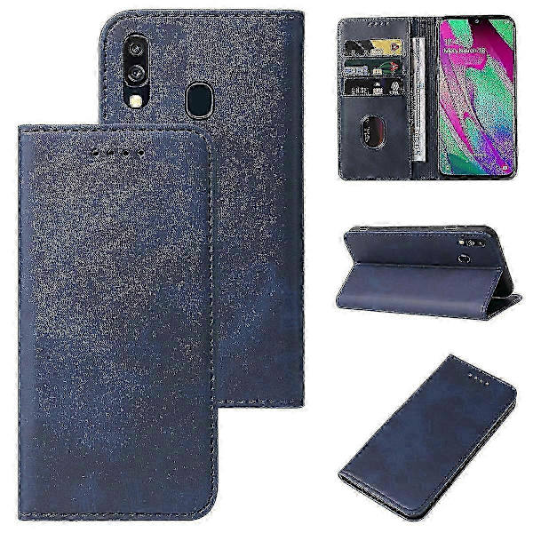 Magnetiskt läderfodral för Samsung Galaxy A40 Blue