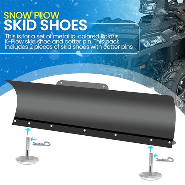 Justerbar snöplogssko-kit, universell passform för ATV UTV, rostfritt stål, silver