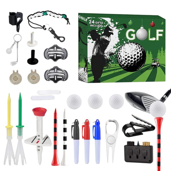 24-dagers julekalender med golfballer og pegger, nedtellingsminne