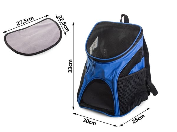 Kæledyrsrygsæk til katte og hunde, blå, nylon, justerbare stropper, ventileret Blue