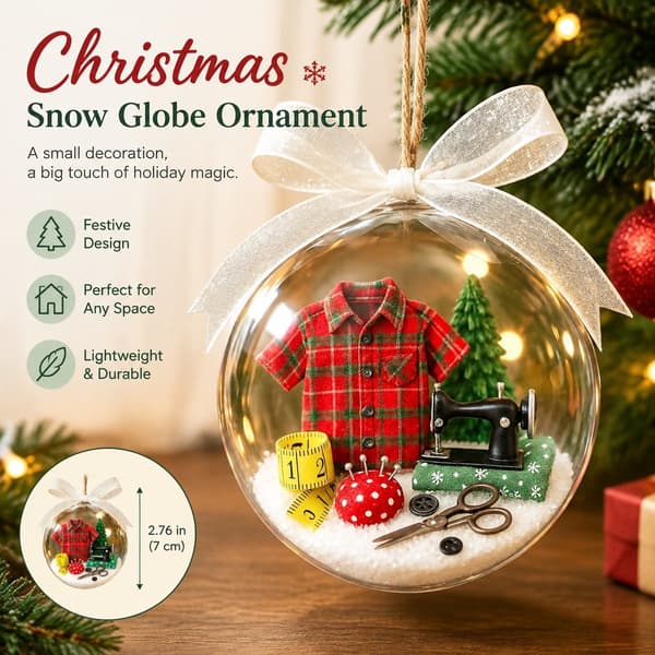 Snöglob Julgransprydnad, ABS, 7 cm, Hängande Festlig Dekor