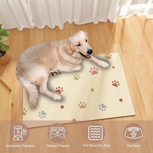 Absorberende vandtæt kæledyrsfodermåtte i gummi til hunde og katte, gulvmåtte til mad- og vandskåle. Beige 30×50 cm