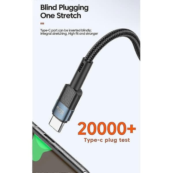 100W USB-C til USB-C PD Hurtigopladningskabel 2m Højhastighedsopladerkabel til bærbar computer tablet telefon 2m Blue
