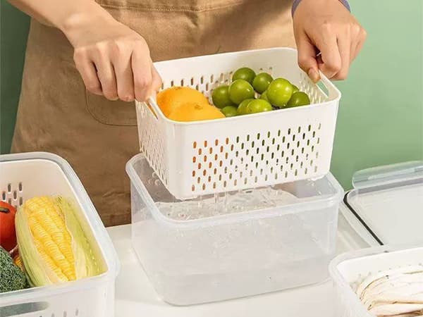 Köksförvaringsbehållare med korgar, 4-delat set, lufttäta lock, hållbar PP, diskmaskinssäker